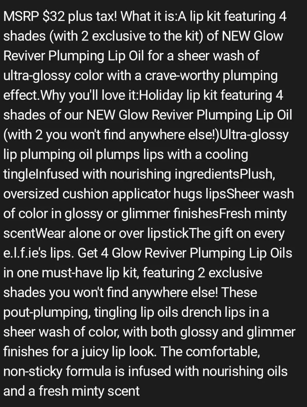 e.l.f. Glow Reviver Plumping Lip Oil Kit — 4 Piece Set
